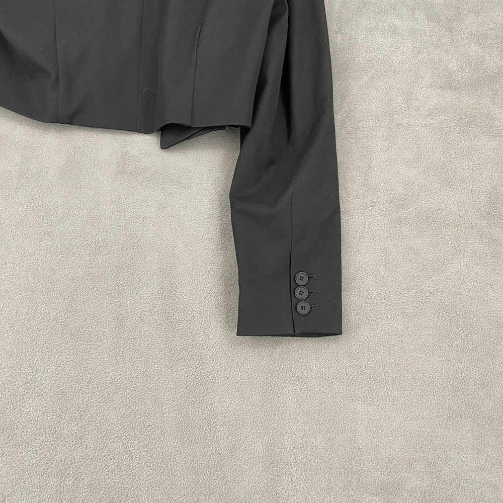 AllSaints Cropped Blazer Jacket Women's 6 Black Formal Shawl Collar Open Front - Picture 9 of 10